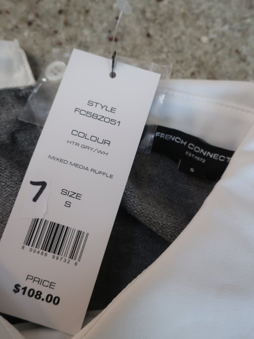 NWT Womens French Connection Grey White (Item-7) Mixed Media Pullover Sweater S - Picture 7 of 7